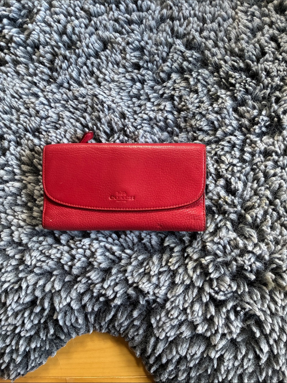 Coach Red Pebbled Leather Continental Wallet